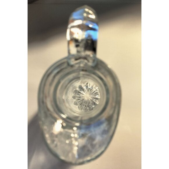 Vintage Clear Glass Cruet Bottle With Stopper Handle Decorative Starburst Floral - Picture 10 of 10